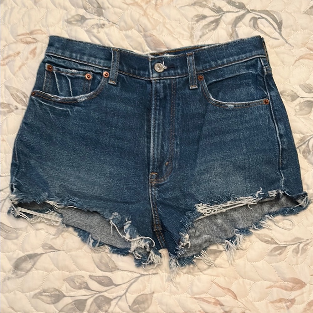 Abercrombie & Fitch Blue Jean Shorts Frayed Hem